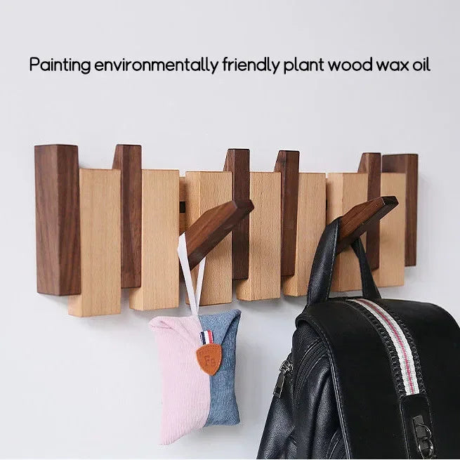 Wall Mounted Black Walnut Coat Rack Solid Wood Clothes Hook Dropshipping Entrance Door Hanger Coat Rack Home Decor Ds Furniture
