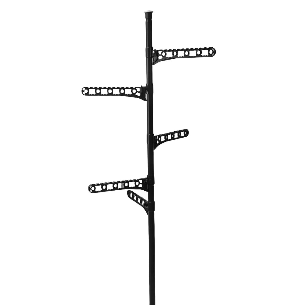 Floor Coat Hanger High Temperature Proof Floor To Ceiling Coat Rack 360 Degree Rotating with 5 Adjustable Arms for Laundry Room