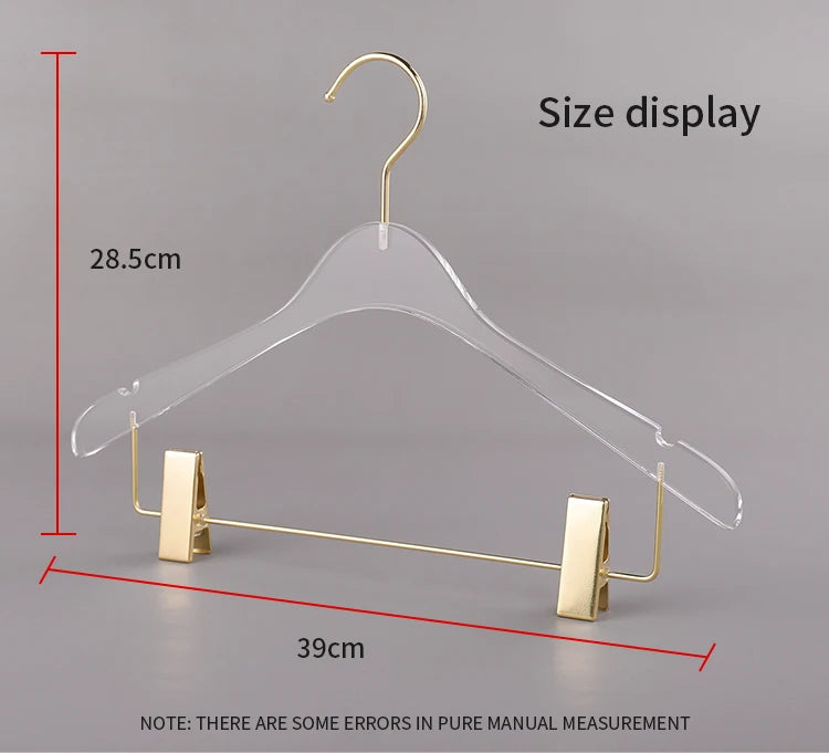 5/10PC,Acrylic Coat Hanger with Clips Anti-slip Clothes Hangers Closet Organizer,39CM Pants Skirt Drying Rack High Quality