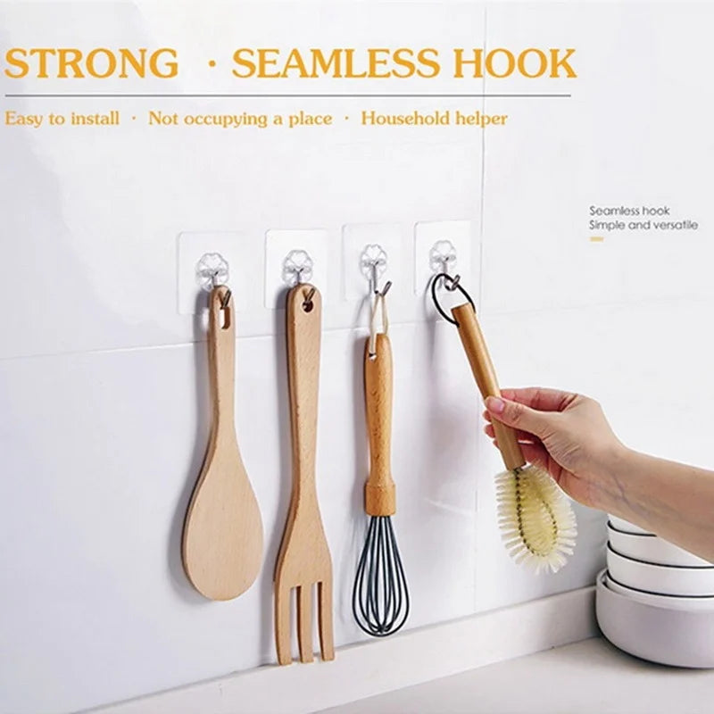 10/20 Sets Transparent Multipurpose Adhesive Hooks with 10kg Load Capacity for Bathroom Hook Kitchen and Decoration