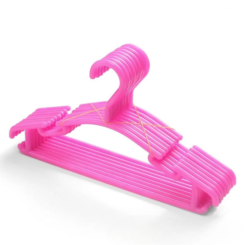 10Pcs/Set Portable Children Clothes Hanger Toddler Baby Coat Plastic Hanger Hook approx.27x14cm