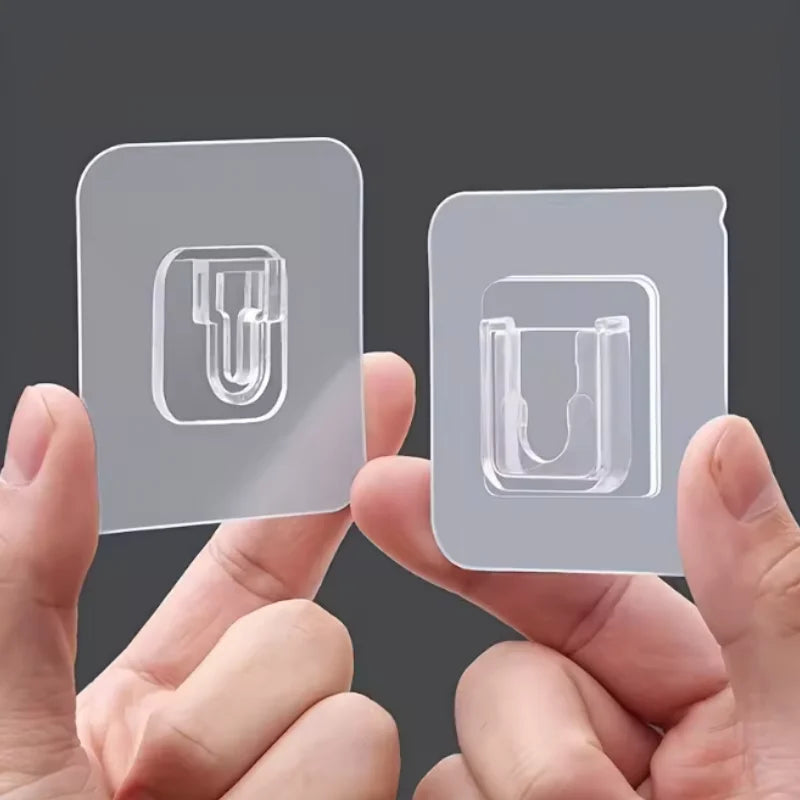 Double-Sided Self Adhesive Wall Hooks Strong Sticky Transparent Traceless Kitchen Bedroom Wall Hook Storage Holders Wholesale