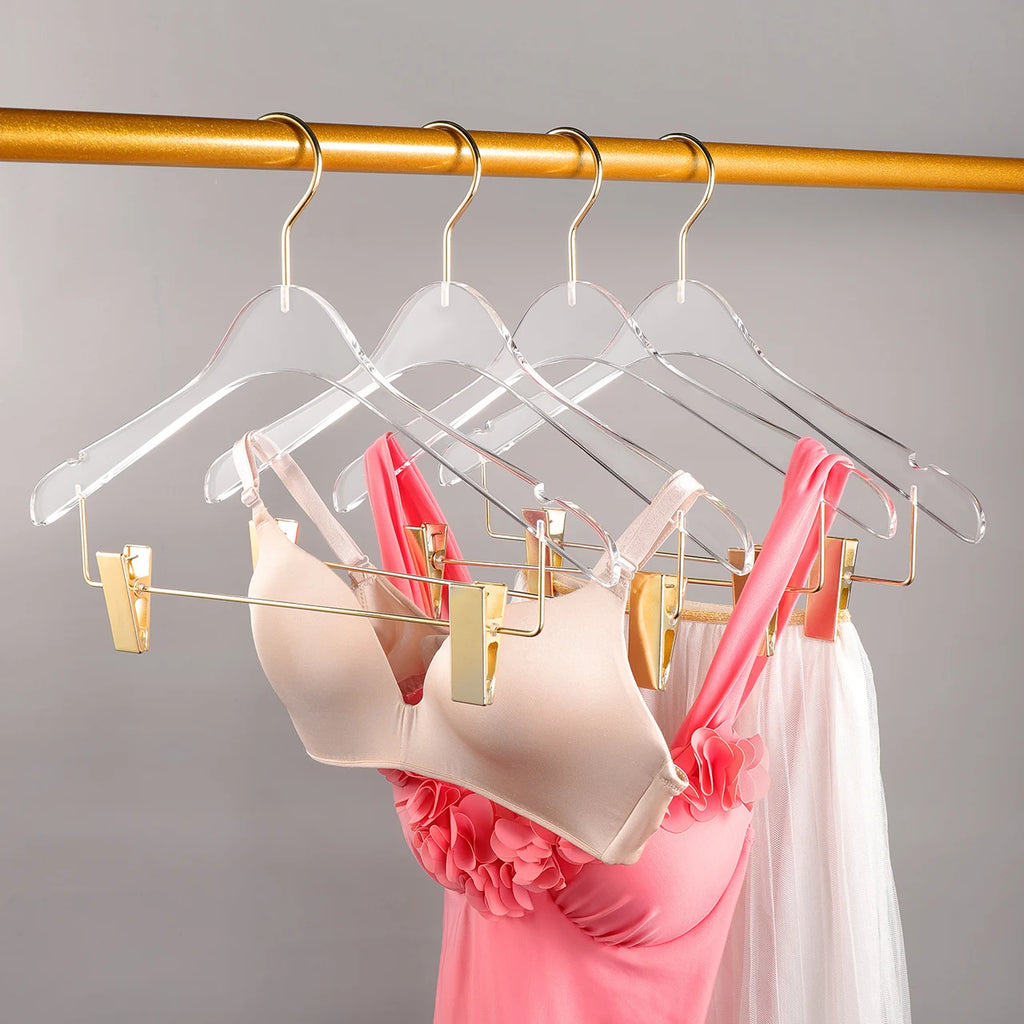 5/10PC,Acrylic Coat Hanger with Clips Anti-slip Clothes Hangers Closet Organizer,39CM Pants Skirt Drying Rack High Quality