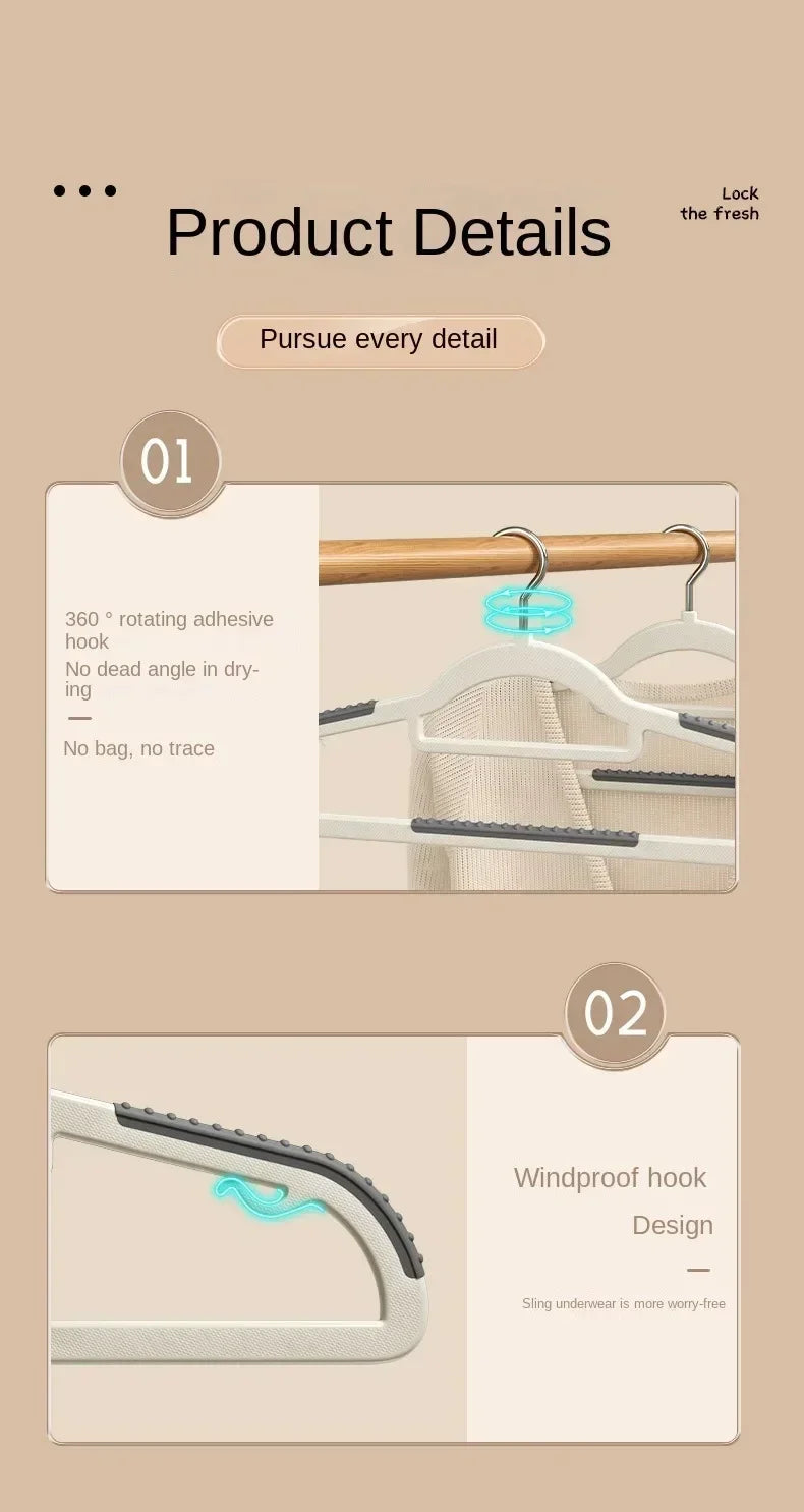 Durable 10PCS Non-Slip Clothes Hangers No Trace Home Organizer Space Saving Creative Dormitory Storage Rack