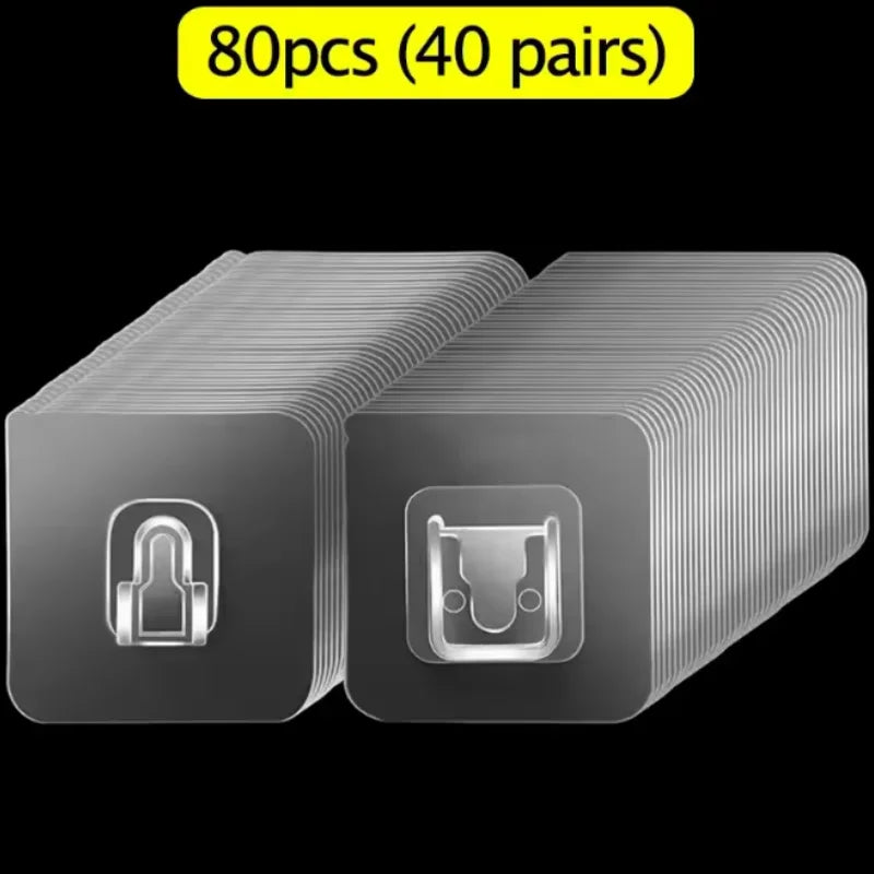 Double-Sided Self Adhesive Wall Hooks Strong Sticky Transparent Traceless Kitchen Bedroom Wall Hook Storage Holders Wholesale