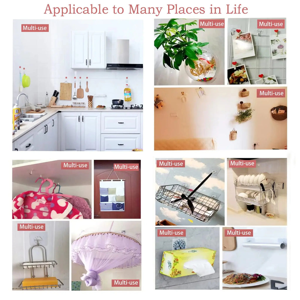 Waterproof and Oilproof Wall Hooks, Sticky Hooks for Kitchen Bathroom Shower Door Outdoor Wall Hanging Door Self-adhesive