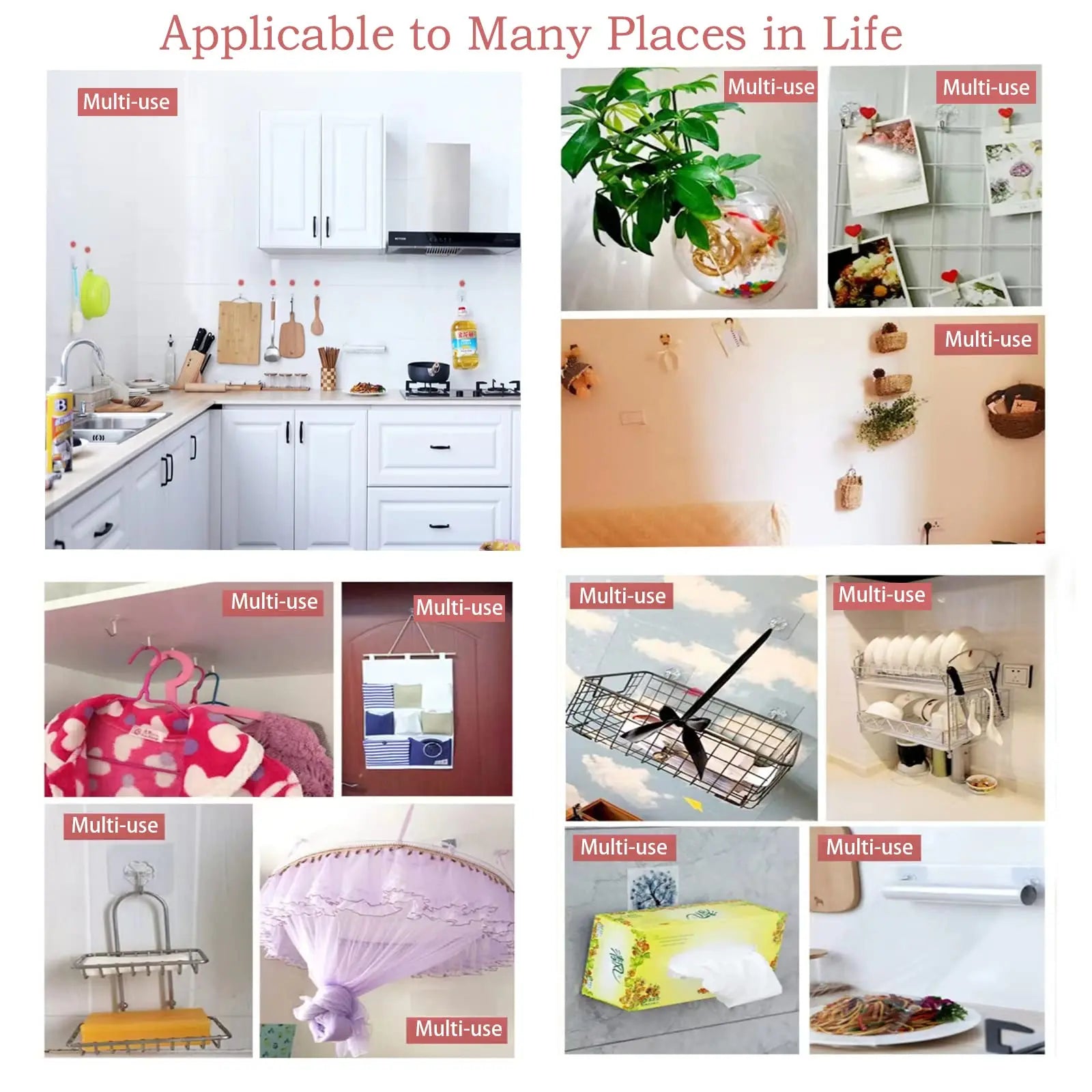 Waterproof and Oilproof Wall Hooks, Sticky Hooks for Kitchen Bathroom Shower Door Outdoor Wall Hanging Door Self-adhesive