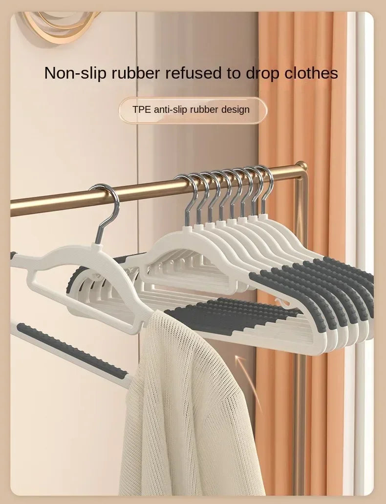 Durable 10PCS Non-Slip Clothes Hangers No Trace Home Organizer Space Saving Creative Dormitory Storage Rack