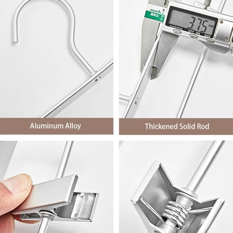 10PC,Clothes Hanger for Pants Organizer Closet Suit Trousers Hanger,42CM Aluminum Alloy Coat Rack with Clips Multi-functional