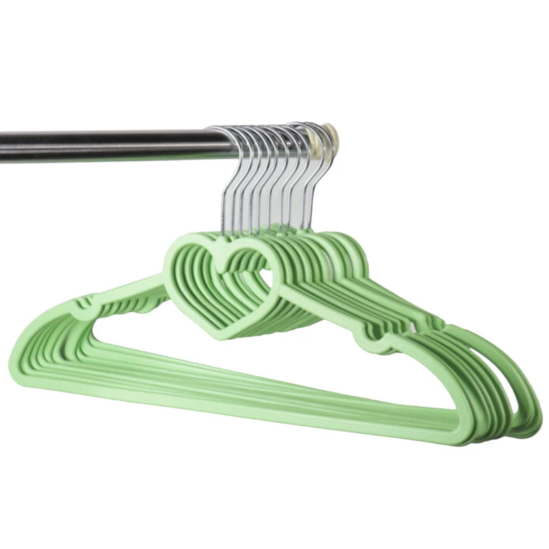 10PCS Clothes Hanger Durable Hanger ABS Heart Pattern Coat Hanger for Adult Children Clothing Hanging Supplies