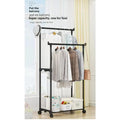 Simple shoe and hat integrated storage rack single double rod with wheel drying rack multi-layer storage coat rack
