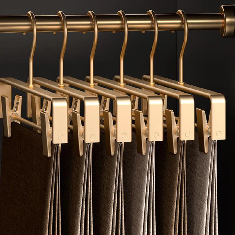 Advanced 5PC Coat Hanger Closet Suit Organizer,45CM Solid Aluminium Alloy Clothes Hangers Pant Dresse Rack,Non-slip Non-marking