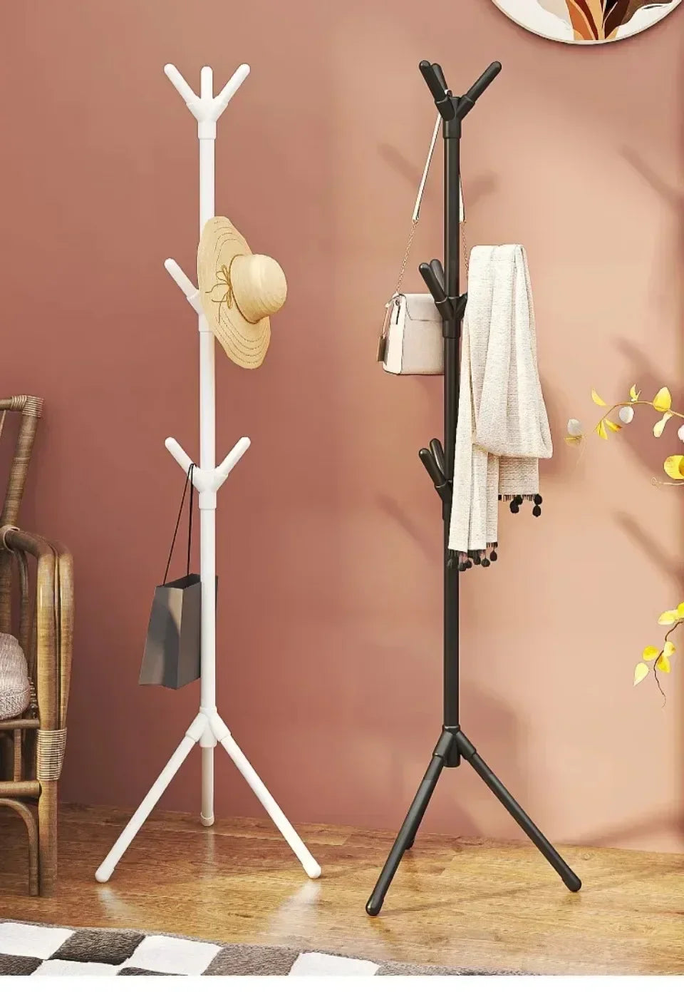 Clothes and Hats Rack Floor To Floor Bedroom Coat Hook Bedroom Vertical Tree Branch Shape Holder Hat Scarf Handbag Storage Hange