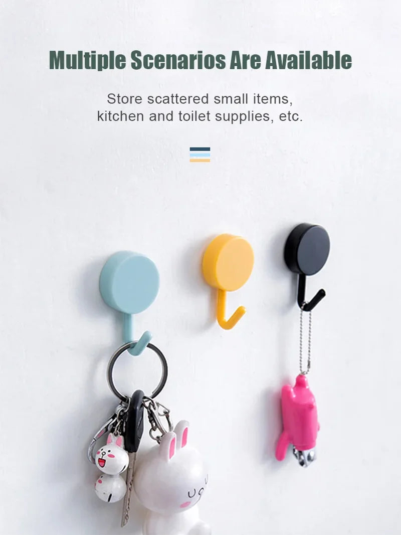 5/10PCS Self Adhesive Wall Hook Strong Without Drilling Clothes Toilet Bathroom Door Kitchen Towel Hanger Home Table Locker Hook