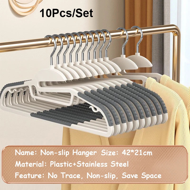 10pcs Non-Slip No Trace Hanger Coated Metal Clothes Hangers Thicken Suit Coat Shirt Jacket Hanging Hanger with Round Notches