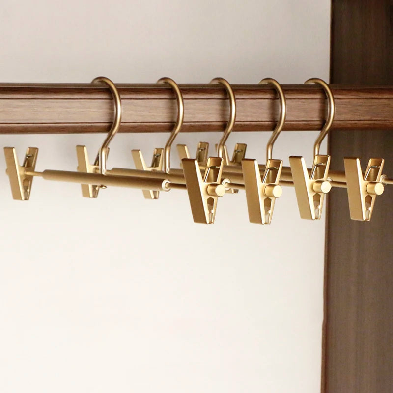 10PC,Clothes Hanger for Pants Organizer Closet Suit Trousers Hanger,42CM Aluminum Alloy Coat Rack with Clips Multi-functional