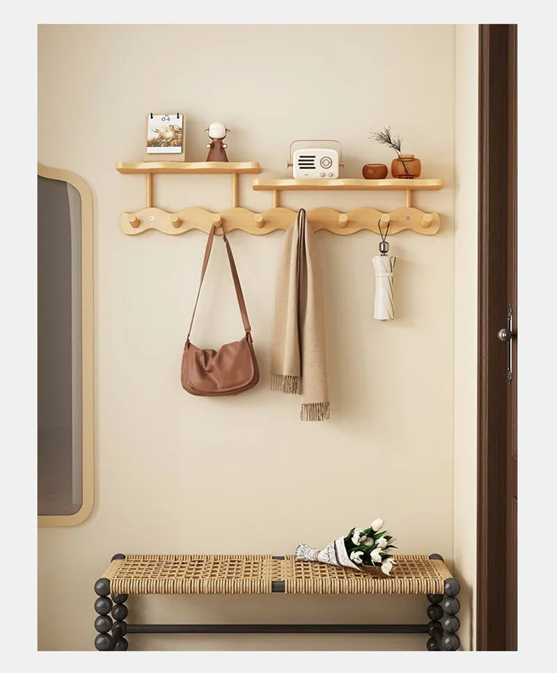 Entrance Hall Coat Racks Bamboo Hanging Hooks Behind Creative Clothes Scarf Keys Wall Mounted Storage Rack Furniture Decoration