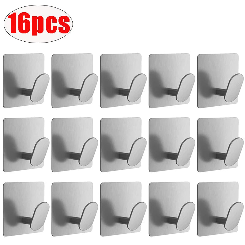 4/1pcs Stainless Steel Bathroom Robe Hooks Adhesive Wall Hook Towel holder Bathroom Kitchen Hardware Multi-Purpose Hanger Hook