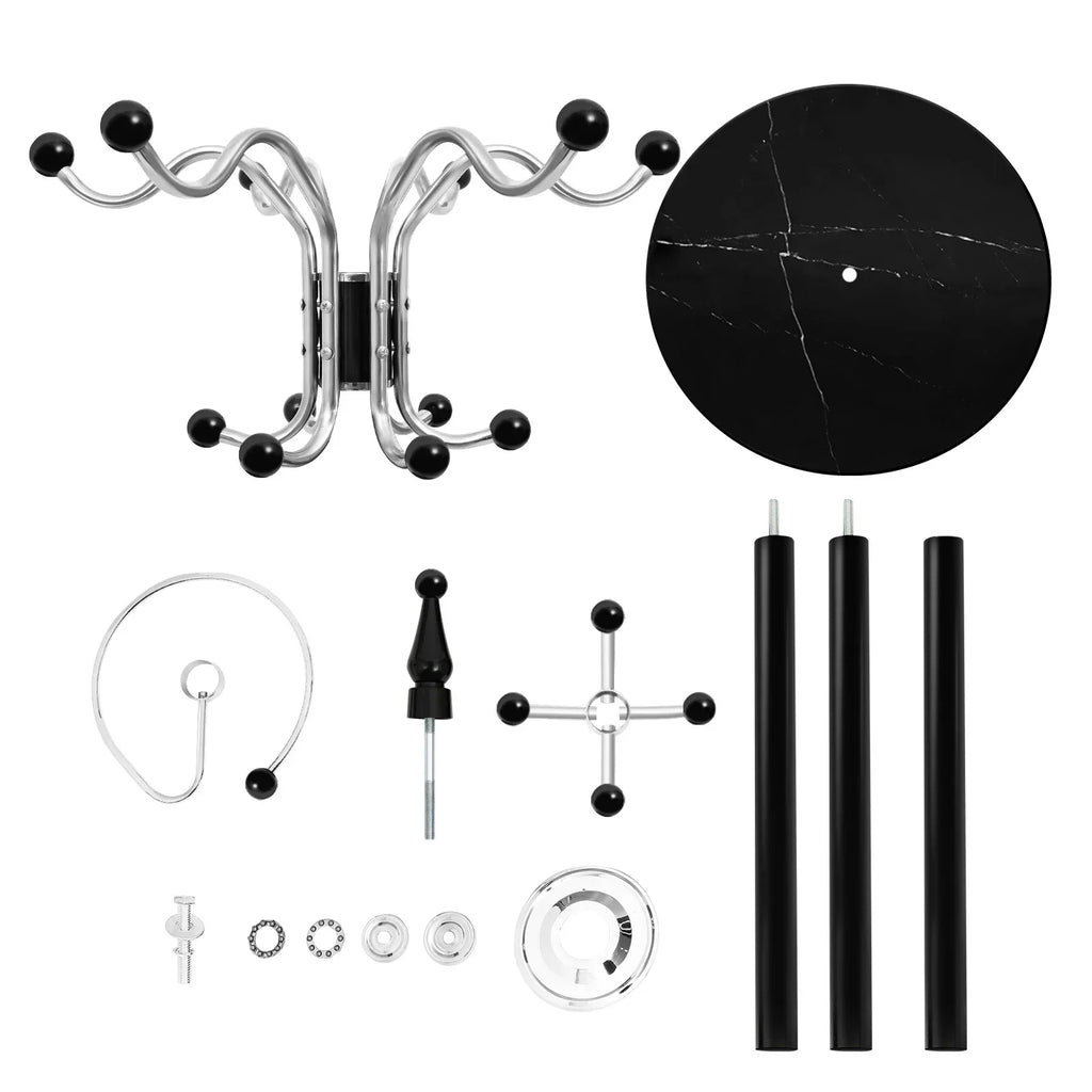 66.9in Black Tree Coat Hat Rack w/ 17 Hooks, Floor Standing Umbrella Storage Stand for Bedroom Entryway, Space Saving Organizer
