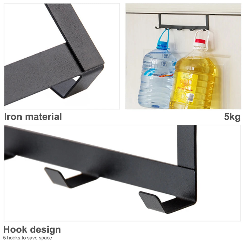 Coat Hook Rack Over the Door 5 Hooks Home Organizer Metal Hanging Rack Cloth Coat Hat Hanger Bathroom Kitchen Accessories