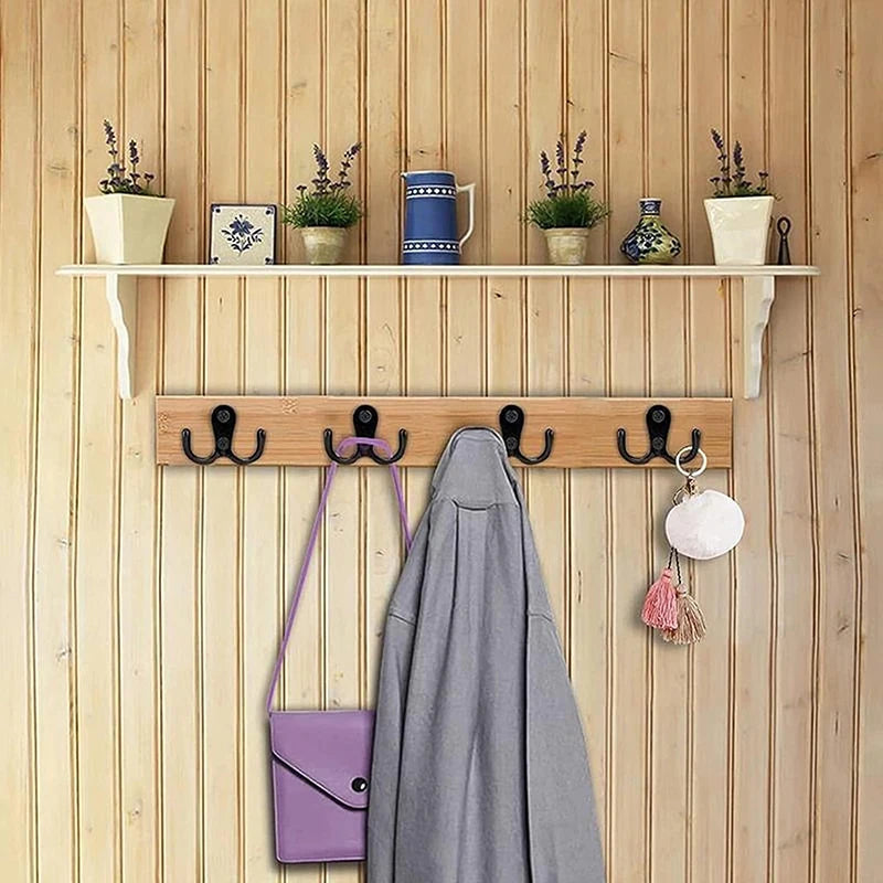 6pcs Coat Hooks Wall-Mounted Towel Hanger For Coat Hats Clothing Home Storage Hooks Wall Double Hook Towel Hanger