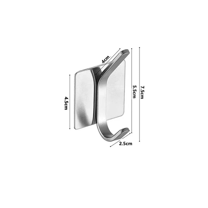 Self-adhesive Bathroom Hook Towels Rack Wall Stickers Steel Hooks For Wall Glue Adhesive Hanger Robe Shower Accessories