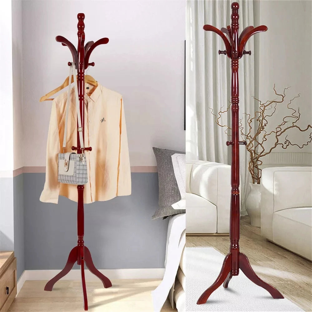 Wooden Vintage Coat Rack Freestanding Coat Rack Tree Coat Racks for Bedroom, Hallway, Entrance, Office