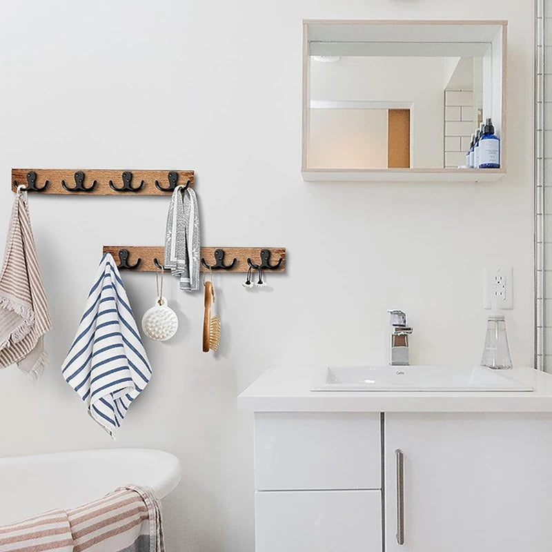 6pcs Coat Hooks Wall-Mounted Towel Hanger For Coat Hats Clothing Home Storage Hooks Wall Double Hook Towel Hanger