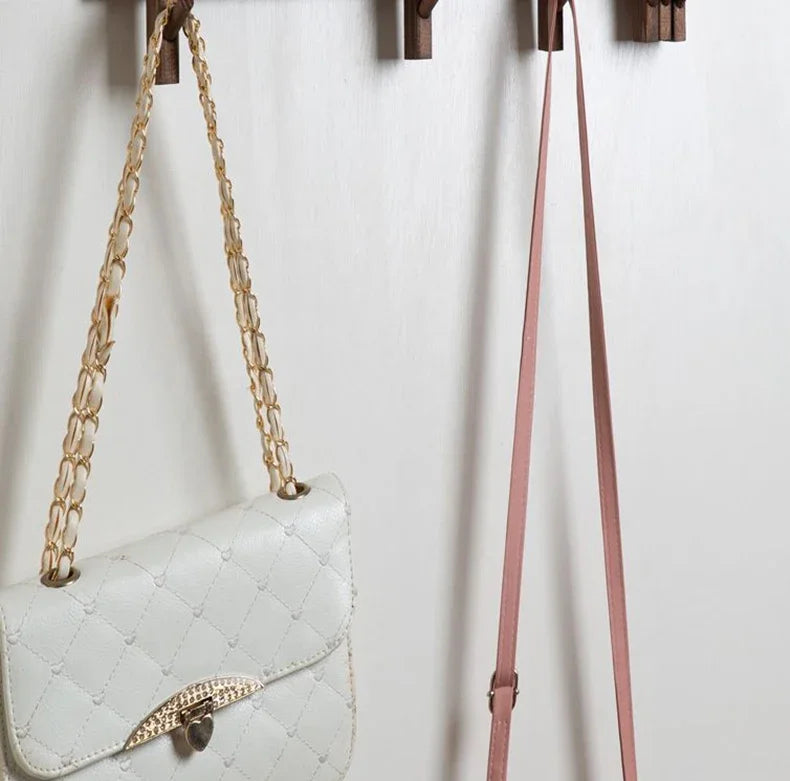 New Solid Wood Hanging Coat Rack Movable Hooks Coat Rack EntryCoat Hooks No Punch Entrance Entrance Log Coat Rack Hanging Wall