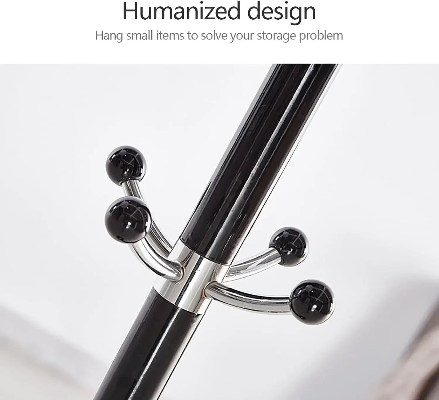 66.9in Black Tree Coat Hat Rack w/ 17 Hooks, Floor Standing Umbrella Storage Stand for Bedroom Entryway, Space Saving Organizer