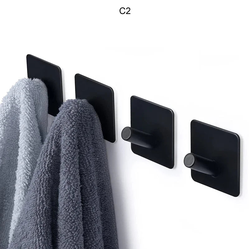 Bathroom Towel Hooks Self-adhesive Stainless Steel Hook Rack Wall Hanger For Hanging Outdoor Shower Bathroom Accessories