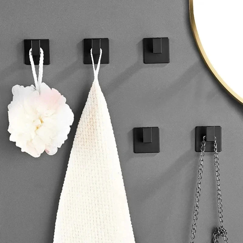 1/6Pcs Strong Self-Adhesive Wall Hooks Keys Bag Shower Robe Hanging Holder Clothes Coat Hanger Towel Rack Kitchen Bathroom Hook
