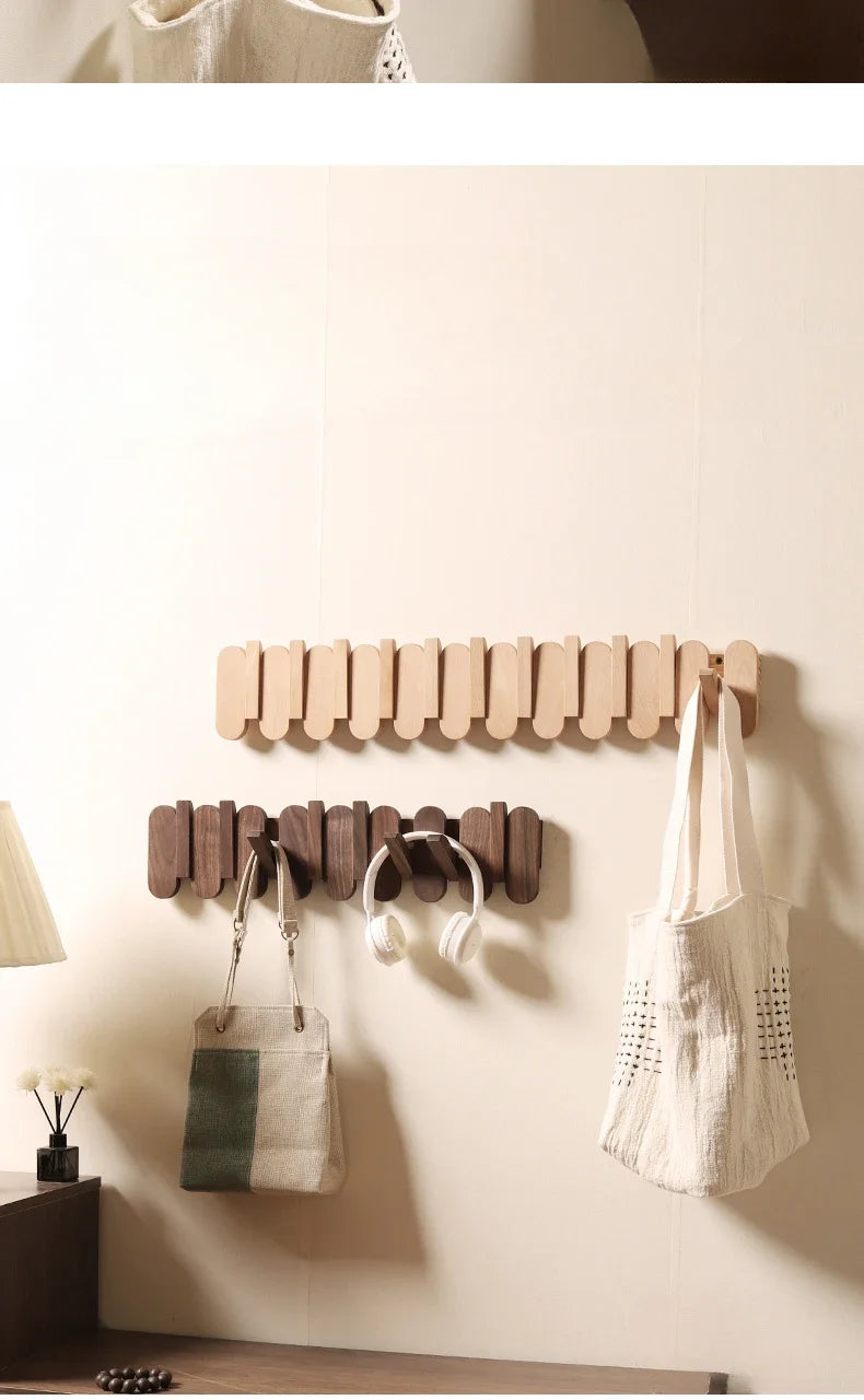 Luxury Wall Coat Rack Walnut Wood Clothes Dress Hanger Hooks Backpack Coat Pants Interior Furniture Bedroom Clothing Storage