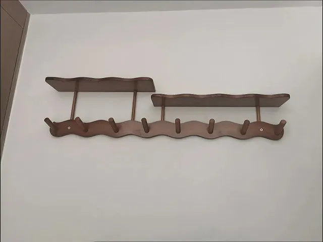 Entryway Wall Mounted Coat Rack Multi-Functional Hooks Organizer with Shelf for Hanging Clothes, Scarves Bags Keys