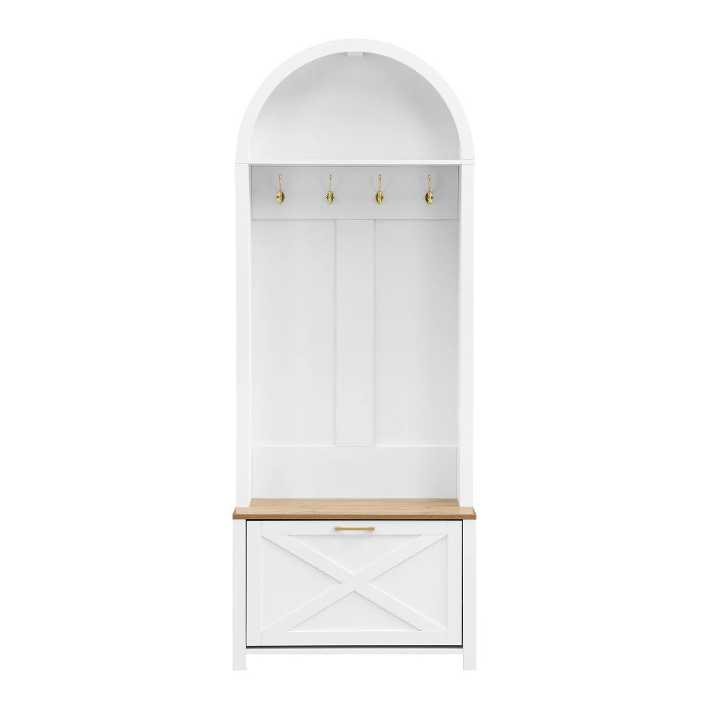 Multifunctional Modern Coat Racks Wardrobe with Shoe Rack Shelf Hooks for Entrance Hall Stable Iron Feet Convenient Storage