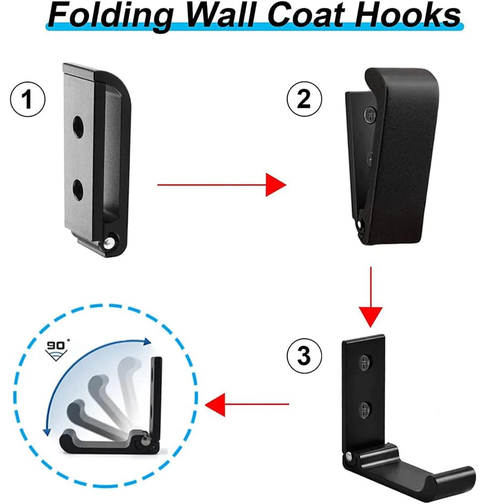 4-20Pcs Folding Coat Hooks Heavy Duty Aluminum Wall Mount Clothes Rack No Rust Invisible Wardrobe Towel Hanger Hook with Screws