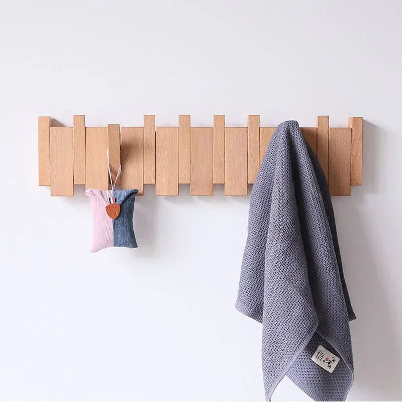 Wall Mounted Black Walnut Coat Rack Creative Hanging Hat Key Bags Holder Doorway Entrance Cloak Rack Home Decor Furniture