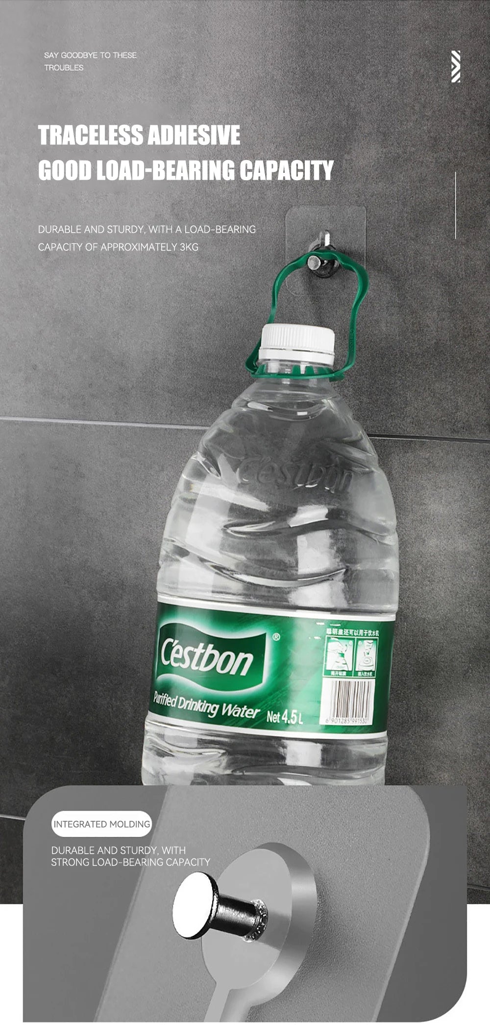 Self-adhesive Hook for Picture Super Strong Wall Hook Without Piercing Punch-free Picture Frame Holder Bathroom Kitchen Storage