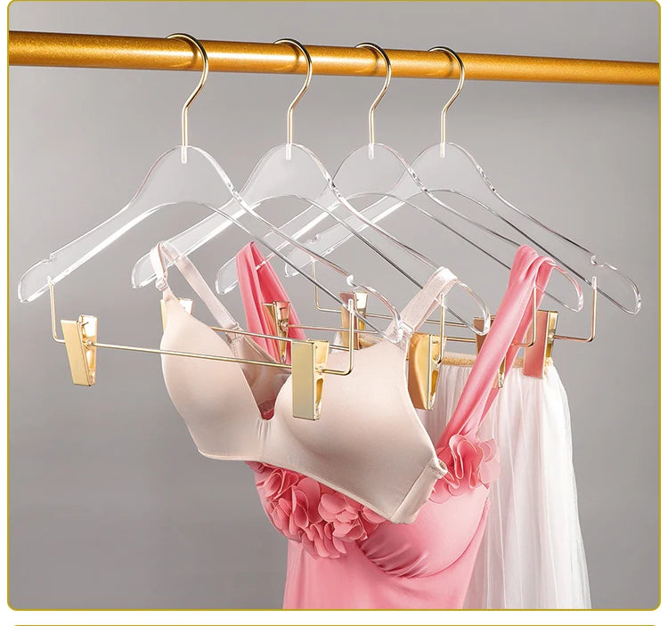 5/10PC,Acrylic Coat Hanger with Clips Anti-slip Clothes Hangers Closet Organizer,39CM Pants Skirt Drying Rack High Quality