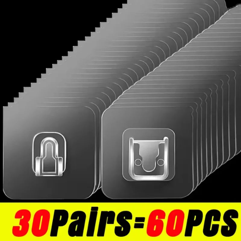 Double-Sided Self Adhesive Wall Hooks Strong Sticky Transparent Traceless Kitchen Bedroom Wall Hook Storage Holders Wholesale