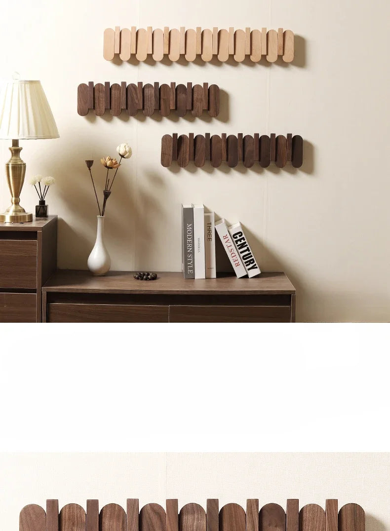 Luxury Wall Coat Rack Walnut Wood Clothes Dress Hanger Hooks Backpack Coat Pants Interior Furniture Bedroom Clothing Storage