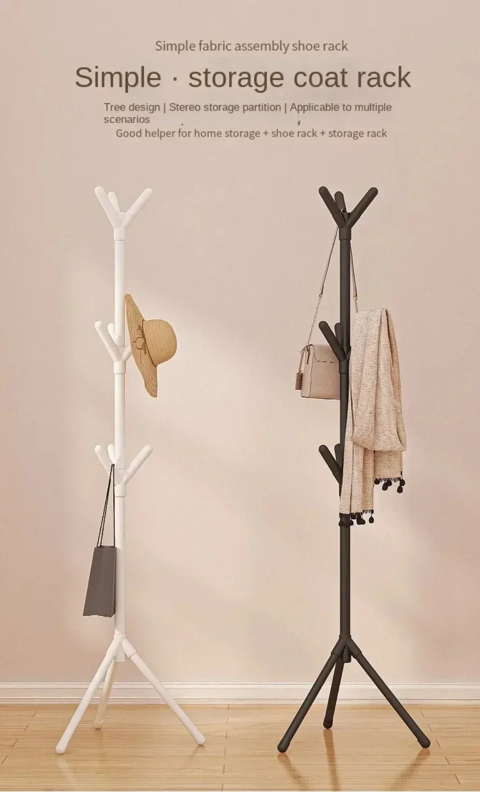 Clothes and Hats Rack Tree Branch Shape Hooks Mobile and Convenient Coat Rack for Home Living Room Hangers Clothes Rack Stand