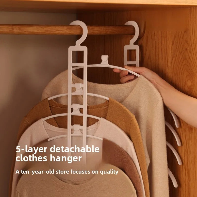 5-layer detachable hanger, multi-layer space-saving folding magic hook, thickened removable drying rack, household dormitory sto