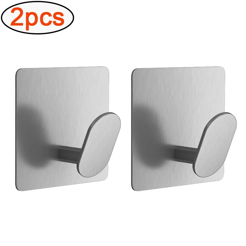 4/1pcs Stainless Steel Bathroom Robe Hooks Adhesive Wall Hook Towel holder Bathroom Kitchen Hardware Multi-Purpose Hanger Hook
