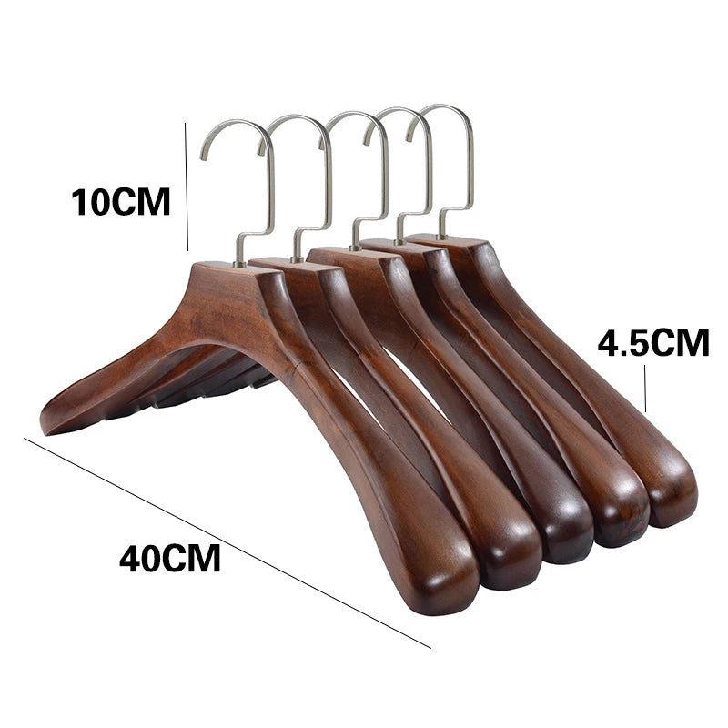 10pcs,Vintage Wooden Clothes Hanger Closet Organizer Suit Hanger,Solid Wood Widen,Luxury Coat Rack,