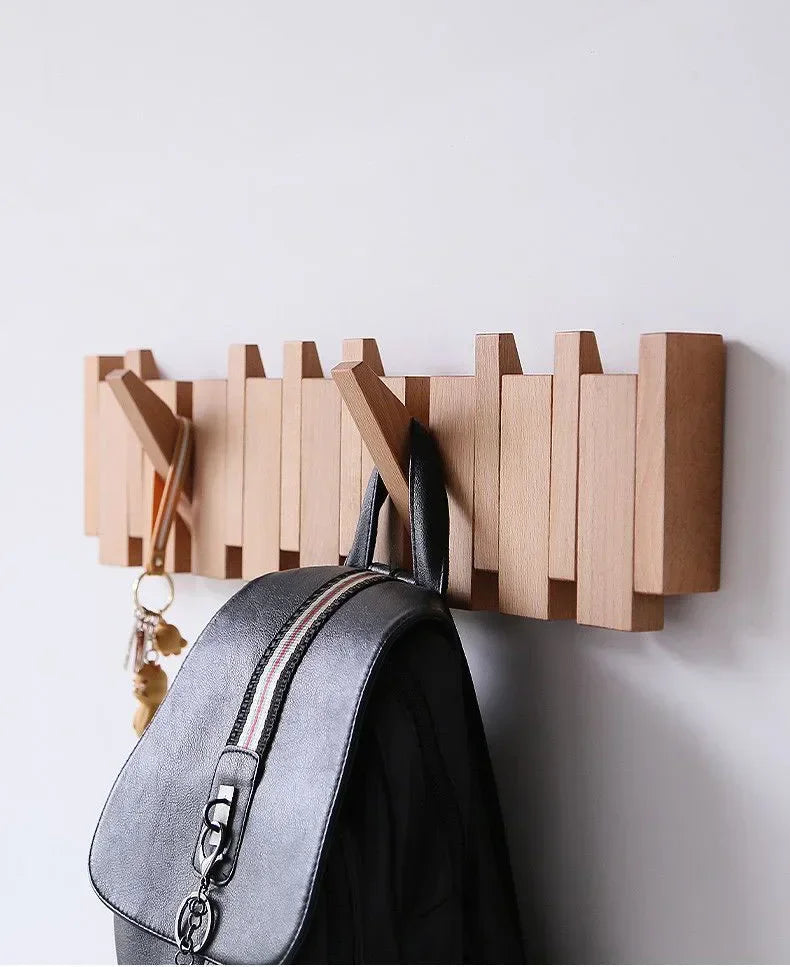Wall Mounted Black Walnut Coat Rack Solid Wood Clothes Hook Dropshipping Entrance Door Hanger Coat Rack Home Decor Ds Furniture