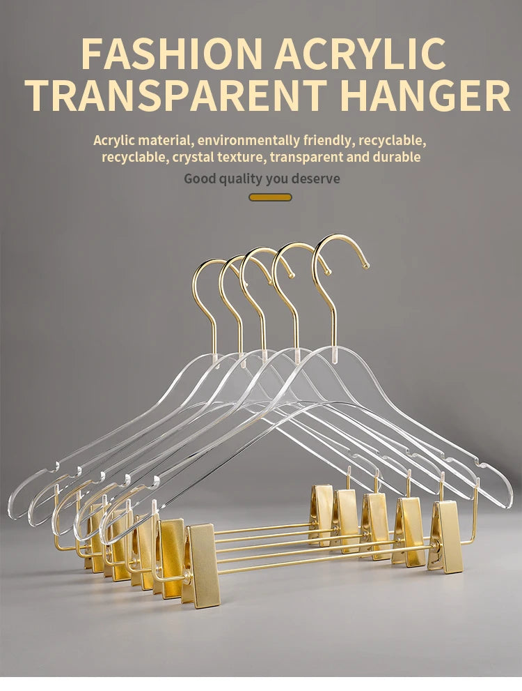 5/10PC,Acrylic Coat Hanger with Clips Anti-slip Clothes Hangers Closet Organizer,39CM Pants Skirt Drying Rack High Quality