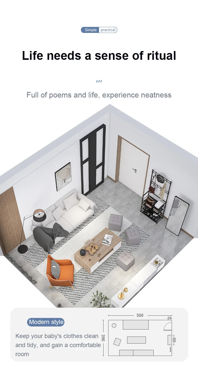 80CM Integrated Shoe Rack,Coat Hat Bedroom Hanger, Shoe Cabinet Bag Storage