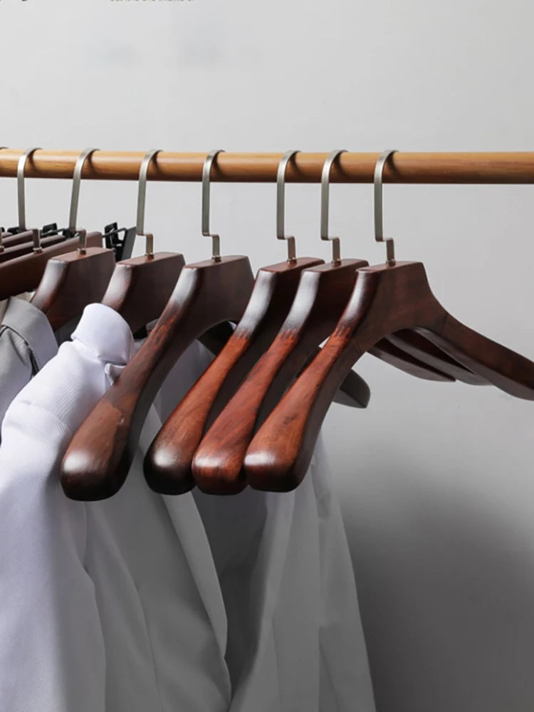 10pcs,Vintage Wooden Clothes Hanger Closet Organizer Suit Hanger,Solid Wood Widen,Luxury Coat Rack,