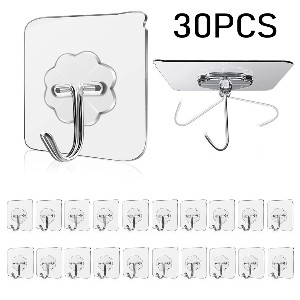 Waterproof and Oilproof Wall Hooks, Sticky Hooks for Kitchen Bathroom Shower Door Outdoor Wall Hanging Door Self-adhesive